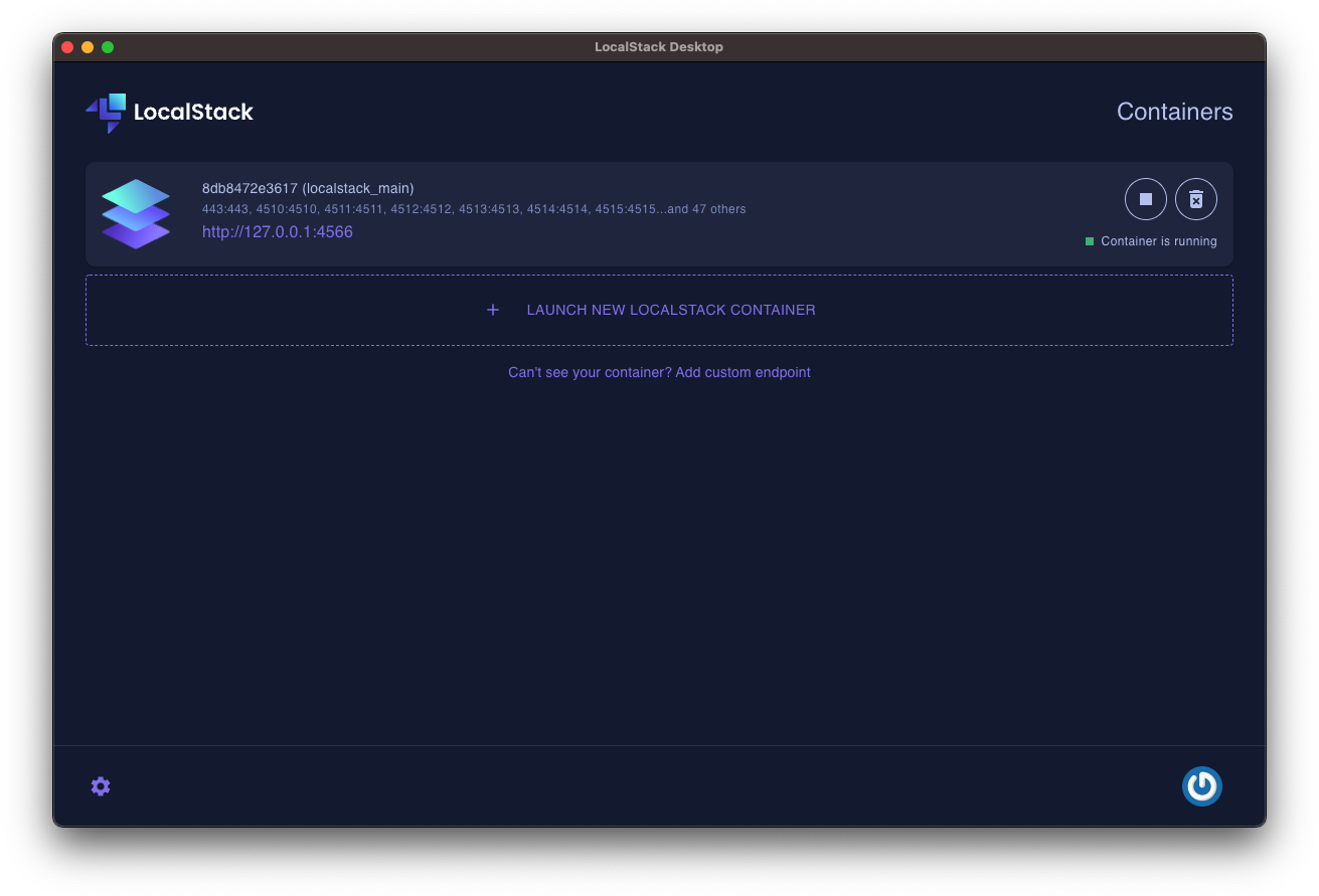 LocalStack Desktop container creation